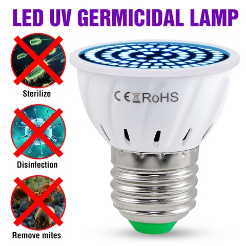 E27 Bulb Led Ultraviolet Sterilizer E14 Disinfect Bacterial Lamp Led UV Germicidal Bulb 220V UVC Kill Virus Air Sanitizer 254nm ► Photo 1/6