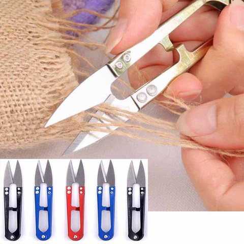 1PCS Fishing Line U Sewing Scissors Mini Spring Scissors U Shape Scissor Beading Thread Cutter Color Randomly ► Photo 1/6