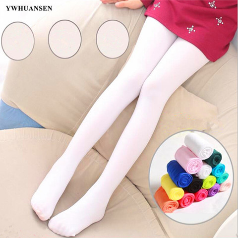 YWHUANSEN Summer Spring Candy Color Kids Pantyhose Ballet Dance Tights for Girls Stocking Children Velvet Solid White Pantyhose ► Photo 1/6