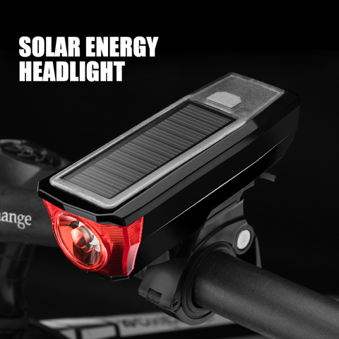 WasaFire Solar Power Bike Front Light USB Rechargeable Bicycle Headlight Waterproof Cycling Flashlight T6 LED MTB Lamp with Horn ► Photo 1/6