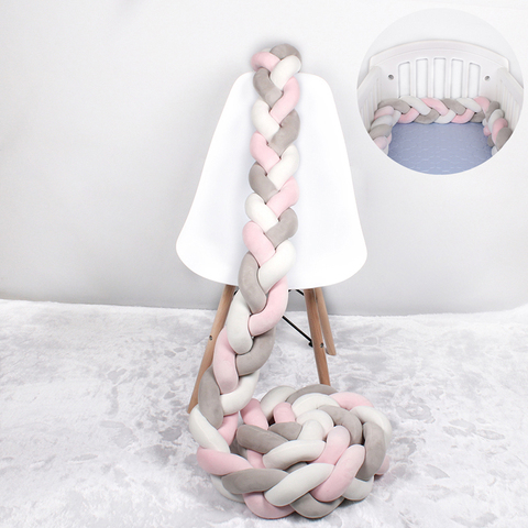1M/2M/3M /4M Baby Bed Bumper Braid Knot Long Handmade Knotted Weaving Plush Baby Crib Protector Infant Knot Pillow Room Decor ► Photo 1/6