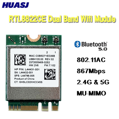 Huasj RTL8822CE Dual Band 802.11ac M.2 WIFI Card WIFI Mudule Card + Bluetooth 5.0 Network Card ► Photo 1/4