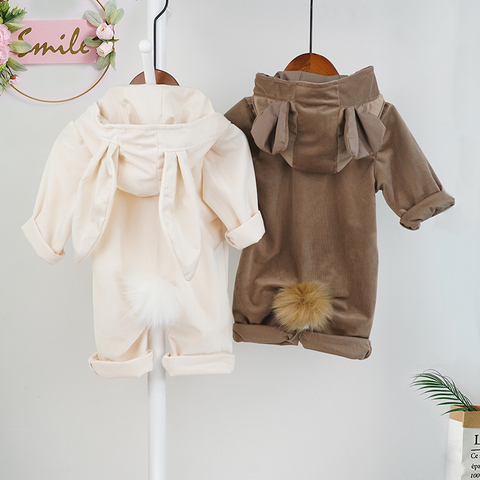 Buy Online Autumn Baby Boy Clothes Girl Hooded Romper Jumpsuit Newborn Spring Winter Bunny Bear Cartoon Costumes Roupa Vetement Bebe Garcon Alitools