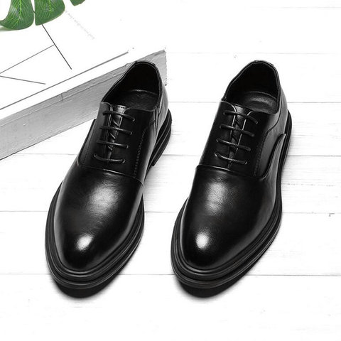 Mens Dress Shoes Oxfords Business Office Pointed Black Brown Lace-Up Men's Formal Shoes Wedding shoes 569 ► Photo 1/6