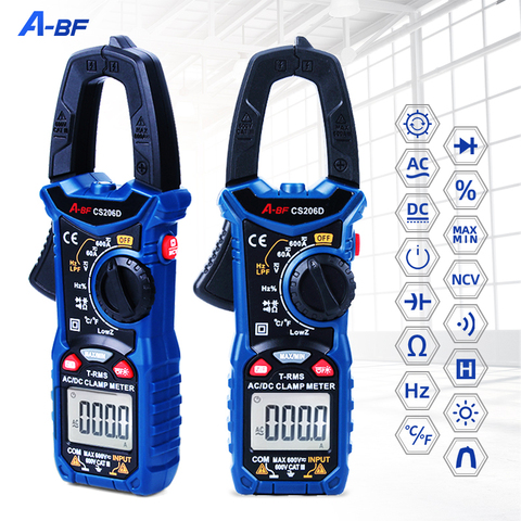 A-BF CS206B/CS206D Digital Clamp Meter True RMS Auto Range Multimeter AC/DC MAX/MIN NCV Current Voltage Temp Capacitor Tester ► Photo 1/6