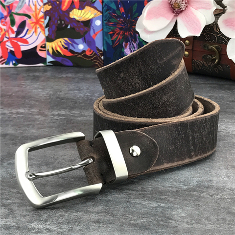Stainless Steel Belt Buckle Luxury Leather Belt Men Super Thick Ceinture Men Belt leather genuine Men's Belt Wide Riem SBT0010 ► Photo 1/6