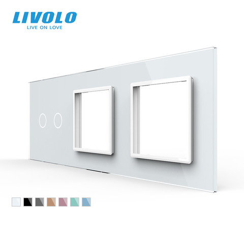 Livolo White  Pearl Crystal Glass,222mm*80mm, EU standard,2Gang &2 Frame Glass Panel,C7-C2/SR/SR-11(4 Colors),only panel,no logo ► Photo 1/5