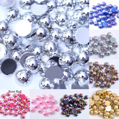 Imitation ABS Pearl Beads Flat Back 2 3 4 5 6 8 10 12 14 mm AB Colors Cabochon Half Round Bead Scrapbook Decoration DIY Jewelry ► Photo 1/6