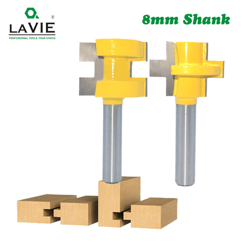 LA VIE 2pcs 8MM Shank T-Slot Square Tooth Tenon Milling Cutter Carving Knife Router Bits for Wood Tool Woodworking MC02140 ► Photo 1/6