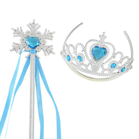 Snow Ice Birthday Halloween Kid Girl Cartoon characters Queen Princess Hair Comb Crown Magic Party Fairy Wand Cosplay Tools ► Photo 1/6