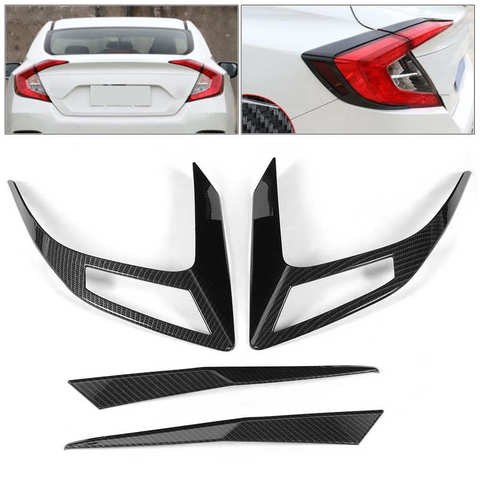 4pcs Rear Tail Light Trim Cover Fit for Honda Civic 10th 2016 2017 2022 Carbon Fiber Style Taillight Decor Automobiles ► Photo 1/6