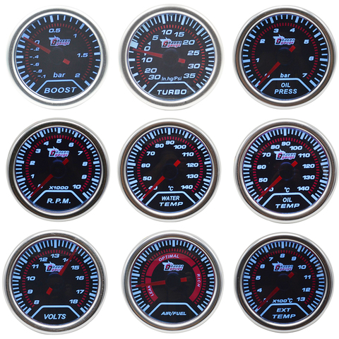 Dragon 52mm Pointer Auto Car Refit Meter Tachometer Water Oil Temperature Boost Pressure Volt Exhaust Aif Fuel RPM Gauge ► Photo 1/6