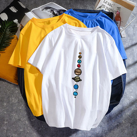 Solar System Planets Colour T-shirt Man Causal Short Sleeve Tops Tshirt 2022 Hot Sell Man Brand Cotton T shirts Male Workout Top ► Photo 1/6