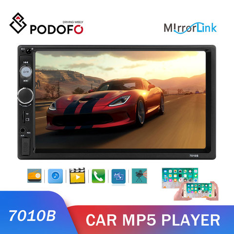 Podofo 2 din Car Radio ISO/Andriod Mirrorlink Car Multimedia Player 2DIN Auto audio Car Stereo For VW Toyota Nissan Polo Hyundai ► Photo 1/6