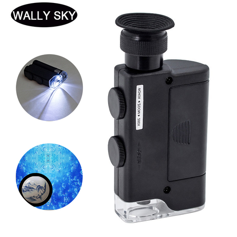 Mini Handheld Microscope 200X-240X Portable Microscope with LED Light UV Lamp Loupe Zoom Magnifier Wide Angle Jewelry Microscope ► Photo 1/6