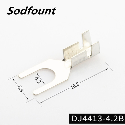 100pcs DJ4413-4.2B 4.2 Fork-shaped bare terminal Fork-type cold-pressed terminal block U-type Y-type lug Grounding lug 0.3-1.5mm ► Photo 1/2