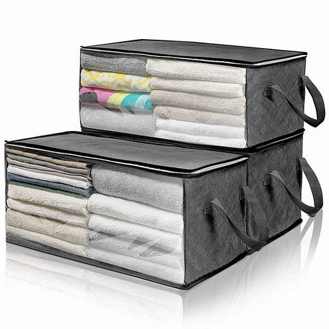Foldable Comforter Storage Bag Household Clothing Storage Box Dustproof Non-woven Quilt Storage Bra Socks Wardrobe Organizer ► Photo 1/6