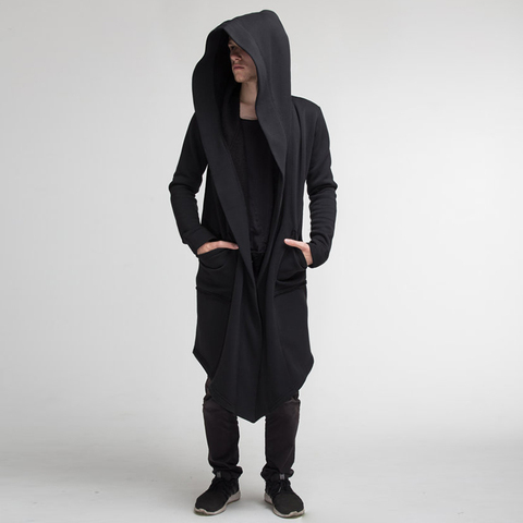 Fashion Men Japanese Style Hooded Men Japanese Style Hooded Long Cardigan Windbreaker European Cape Cloak Coat Jackets Male ► Photo 1/6