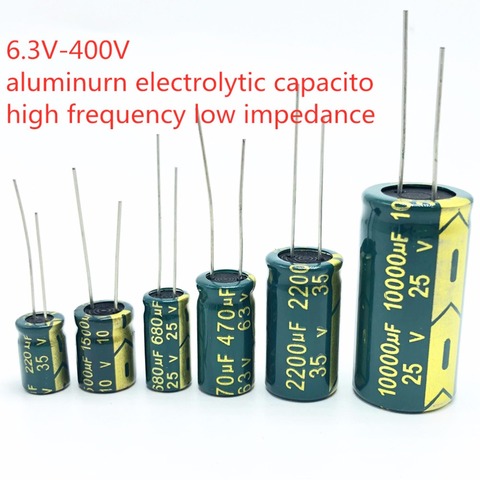 10PCS high frequency electrolytic capacitor 20% 6.3V 1000UF 10V 1500UF 16V 2200UF 25V 3300UF 35V 50V 400V 4700UF 680UF 35V 1UF ► Photo 1/3