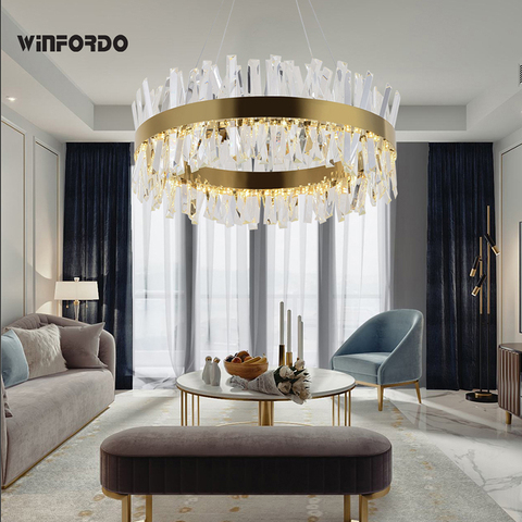 LED Modern Crystal Chandelier for living Room Morden Luxury Lighting Gold/ Chrome Polished Steel Design Hang lamp ► Photo 1/6