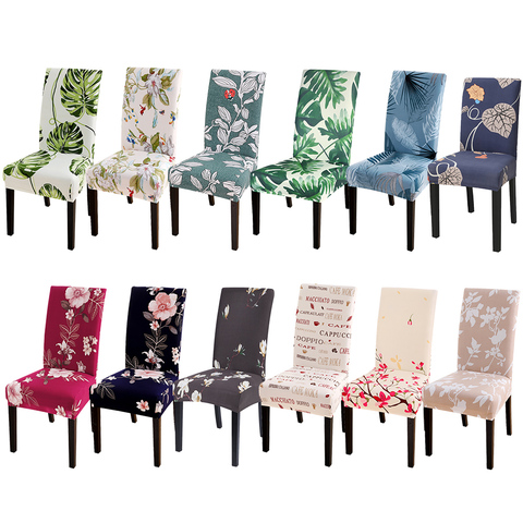 Printed Chair Cover Spandex Stretch Elastic Slipcovers Chair Protectors For Dining Room Wedding Banquet Party Hotel 1/2/4/6pcs ► Photo 1/6