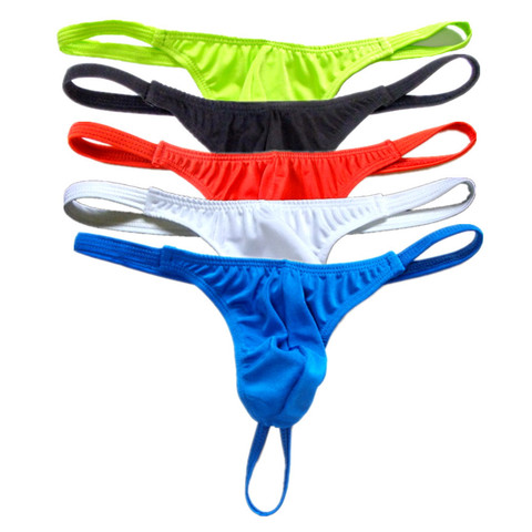 Enhance Pouch Male Thong Underwear Bikini Sexy Gay Men Sexy Thong G String Plus Size Solid Color L-XXXL Man Tanga Sexy Swimwear ► Photo 1/6