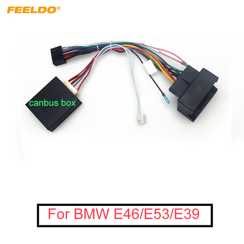 FEELDO 1PC Car Audio Radio 16PIN Android Power Cable Adapter With Canbus Box For BMW E46/E53/E39 DVD Power Wiring Harness ► Photo 1/6