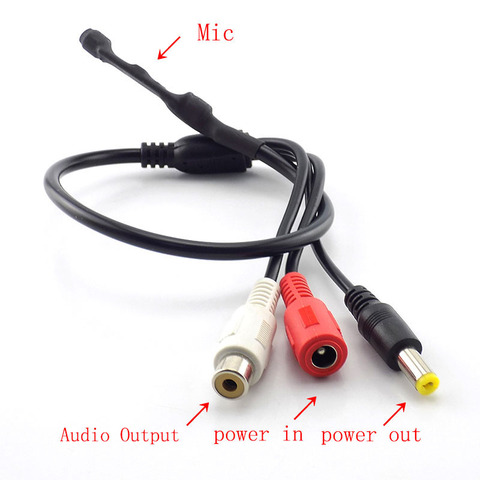 Mini CCTV Audio Microphone Mic For Security Audio camera Sound Monitor Pick Up RCA Power Cable for CCTV Camera DVR H10 ► Photo 1/6