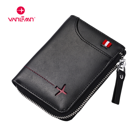 Genuine Leather Men Wallets Card Holder Rfid MiniMoney Bag Luxury Boys Wallet Leather With Coin Pocket NFC ID Credit Card Wallet ► Photo 1/6
