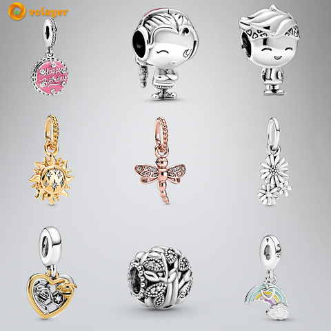 Volayer 925 Sterling Silver Beads Rainbow Dragonfly Sparkling Sun Flower Bees Boy Girl  Charms Fit Original Pandora Bracelets ► Photo 1/5