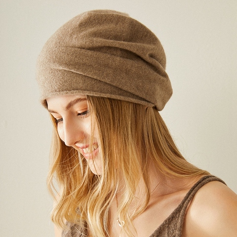 Women Hats 100% Goat Cashmere Knitting Headgears Female Autumn & Winter new Soft Fashion Hat 3Colors Free Shipping ► Photo 1/6