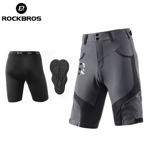 ROCKBROS Men Padded Baggy Cycling Shorts Reflective MTB Mountain Bike Bicycle Riding Trousers Water Resistant Loose Fit Shorts ► Photo 1/6