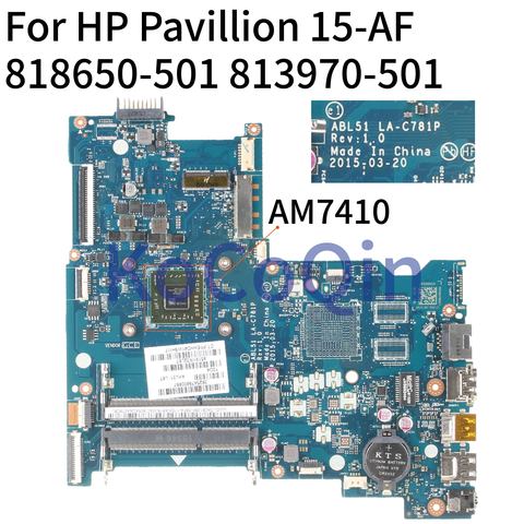 KoCoQin Laptop motherboard For HP Pavillion 15-AF Mainboard 818650-501 813970-501 LA-C781P AM7410 ► Photo 1/6