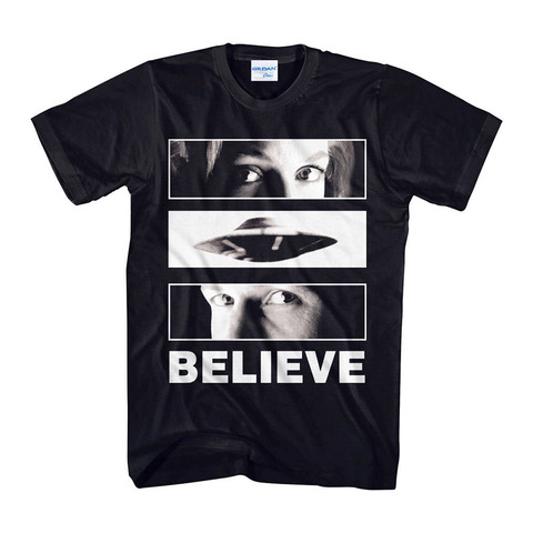 Men Cotton Summer Tees Printed Unny Novelty Hip Hop Rock T-shirt Men X-Files Believe Eyes Black Adult Hunter T Shirt ► Photo 1/2