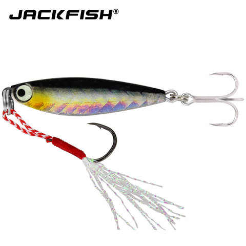 JACKFISH 7g/10g/16g/20g Metal Spinner Jig Hard Bait Saltwater Jig lead Fishing Lure Laser Body Sinking Bait Crap Fishing Tackle ► Photo 1/6