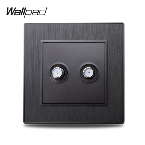 Wallpad S6 Black Silver Gold Double 2 Antenna Satellite TV Wall Wiring Outlet Socket Brushed PC Plate ► Photo 1/6