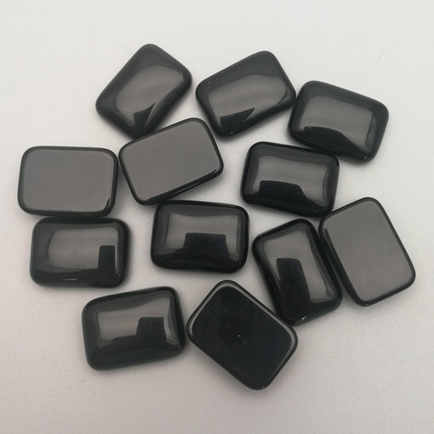 25x18MM Rectangle Black Onyx Nature Stone cab cabochon for jewelry making beads Free shipping no hole Wholesale 12Pcs/lot ► Photo 1/3