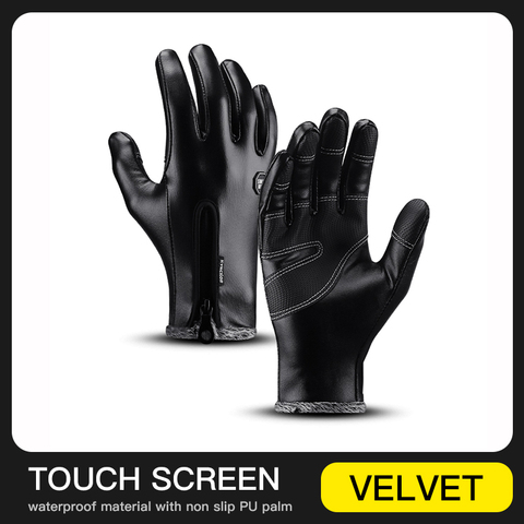 Kyncilor Men's Winter Gloves Cycling Gloves Velvet Leather Men Touch Screen Gloves For Sports Thermal Climbing Bycicle Gloves ► Photo 1/6