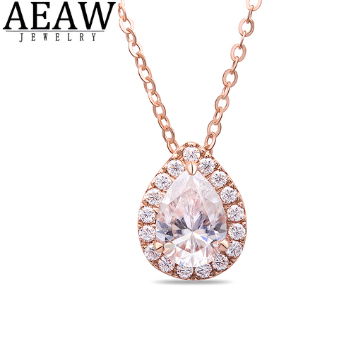 DF Color VVS1 Moissanite Necklace,1 carat 5x7mm Pear Cut Classic Style Solid 18k Rose Gold Fine Pendant Neckllace for Lady ► Photo 1/6