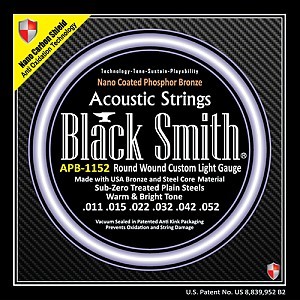 Black Smith Strings Nano-Carbon Shield AOT Coated Phosphor Bronze Acoustic Guitar Strings, Made in Korea ► Photo 1/1