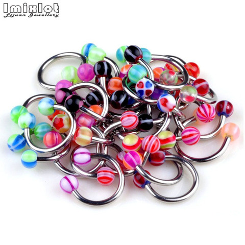 20pcs/lot Colorful Acrylic Nose Septum Hoop Lip Rings Circular Barbell Horseshoe Ear Tragus Helix Piercings Sexy Body Jewelry ► Photo 1/6