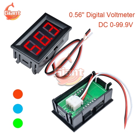 0.56'' Digital Voltmeter DC 0-99.9V DC 4.5-30V Red Green Blue LED Display Voltage Meter Tester 3 Wire Voltage Indicator for Car ► Photo 1/6