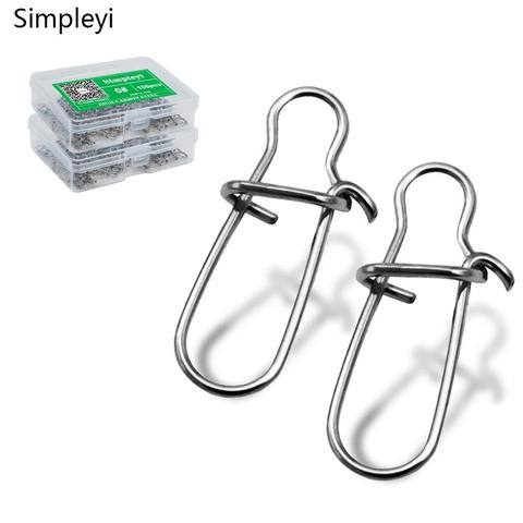 50/100pcs/box Fishing Snap Connectors Stainless Steel Safety Snaps Fast Clips Lock Fishing Tackle Hooks Ring Tool Swivel Snap ► Photo 1/6