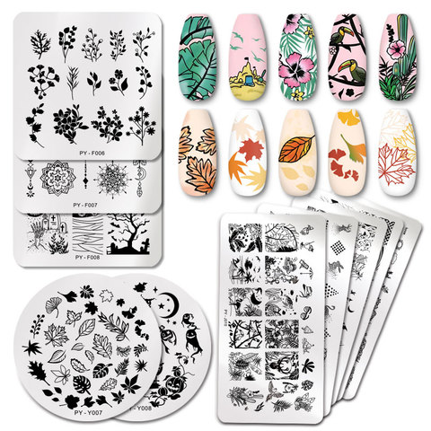 PICT YOU Nail Stamping Plates Tropical Collection Nail Art Stamp Templates DIY Nail Image Plate Stainless Steel Design Tool ► Photo 1/6