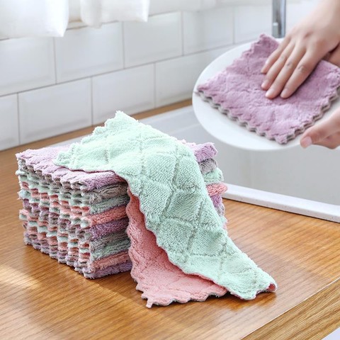 Kitchen rags absorb water and do not lose hair. Thickened household cleaning  does not touch oil. Wipe table towels. Household - AliExpress