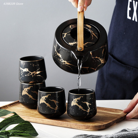 Marble series tea set Nordic ceramic coffee mug mug tea set family breakfast milk cup saucer with lid afternoon tea tableware ► Photo 1/6