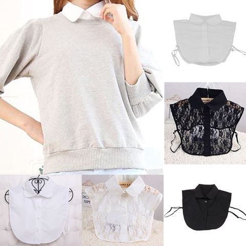 Women Pure Color Lace Detachable Lapel Choker Necklace Shirt Fake False Collar 2022 New ► Photo 1/6