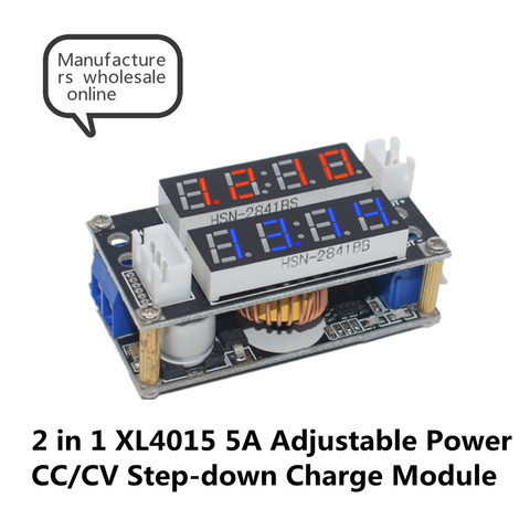 2 in 1 XL4015 5A Adjustable Power CC/CV Step-down Charge Module LED Driver Voltmeter Ammeter Constant current constant voltage ► Photo 1/6