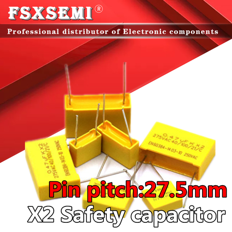 5pcs/lot X2 Safety capacitors 27.5mm 275VAC 275V 1.2uf 2uf 2.2uf 3.3uf 1.5uf 1uf 1000nF 1200nf Polypropylene film capacitor ► Photo 1/2