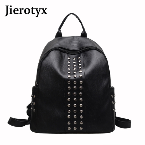 JIEROTYX Fashion Rivet Backpack For Teenager Mini Backpack Pu Leather Pouch Purse Luxury Backpack Women Sac A Dos 2022 New ► Photo 1/6
